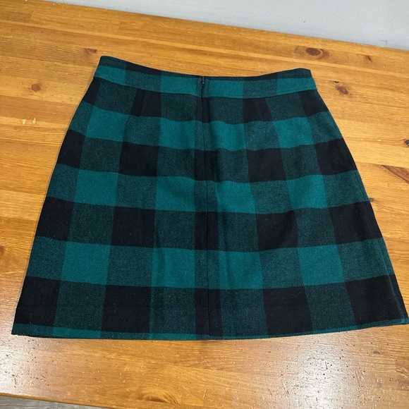 J. Crew Mini Teal and Black Checkered A-Line Skirt - Picture 2 of 7